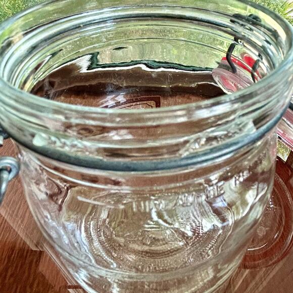 Vintage Glass Tea Jar with Clamp Lid – 6.25” Tall Teabag Storage Canister - Picture 3 of 14